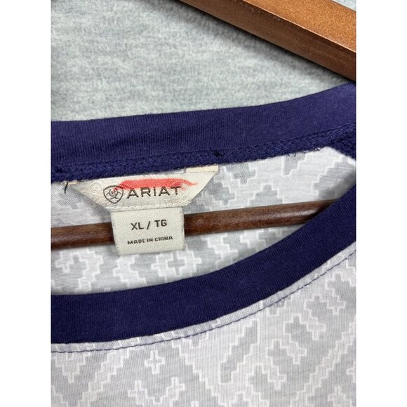 Ariat Womens XL Long Sleeve Raglan Tee Boho Feather & Arrow Graphic - Picture 2 of 5